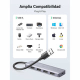 Hub USB UGREEN CM512 (50985), USB to 4x USB3.0, 1x Micro-USB, Plug & Play, 5Gbps, 0.15m, negru