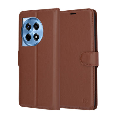 Husa pentru OnePlus 12R, Techsuit Leather Folio, maro