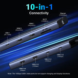 Hub USB UGREEN Docking station CM639 (45380), Type-C to 3x Type-C, 2x USB-A, 2x HDMI, 1x RJ45 1000Mbps, TF/SD Card, PD100W, gri