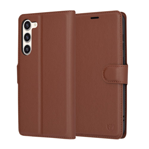 Husa pentru Samsung Galaxy S23 Plus, Techsuit Leather Folio, maro