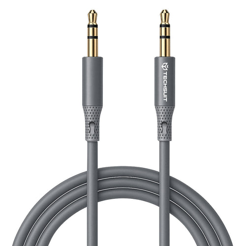 Adaptor, Techsuit Premium Cable Soundflex Ac3 3 5mm to Jack Hi Fi Quality Silica Gel 1m Koff A3d2de, Gri
