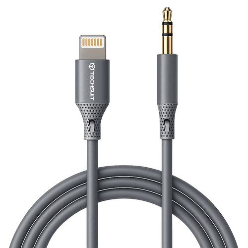 Adaptor, Techsuit Premium Cable Soundflex Ac5 Lightning to 3 5mm Jack Hi Fi Quality Silica Gel Koff A3d2de, Gri