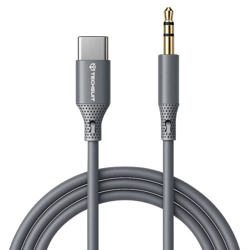 Adaptor, Techsuit Premium Cable Soundflex Ac4 Type-C to 3 5mm Jack Hi Fi Quality DAC Chip Silica Gel 1m Koff A3d2de, Gri