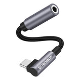 Adaptor Techsuit Premium Adaptor Cablu Musicdox (AC7), Type-C to 3.5mm Jack, Hi-Fi Sound, DAC Chip, 3A, 0.1m, Gri