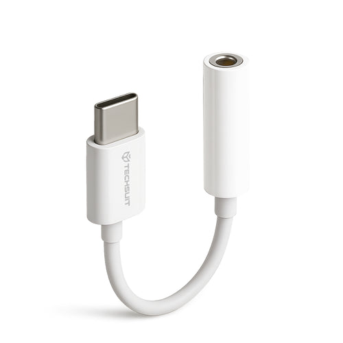 Adaptor Techsuit (2 pack) Adaptor Cablu Musicbox (AC18), Type-C to 3.5mm Jack, DAC Chip, 3A, Plug si Play, Alb