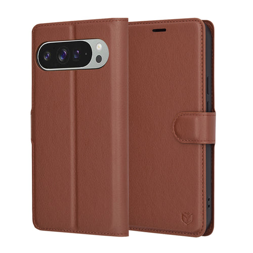 Husa pentru Google Pixel 9 Pro XL, Techsuit Leather Folio, maro