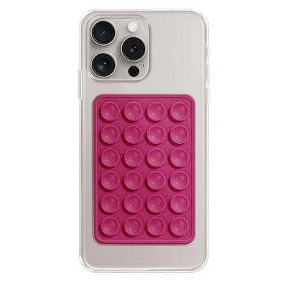 Suport de birou Techsuit Suport telefon (SM-PAD), Suction Pad pentru Selfies, Silicon, Adhesive Mount, Rectangular Shape, magenta
