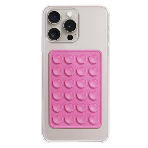 Suport de birou Techsuit Suport telefon (SPP-PAD), Suction Pad pentru Selfies, Silicon, Adhesive Mount, Rectangular Shape, roz deschis