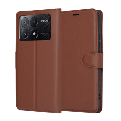 Husa pentru Xiaomi POCO X6 Pro, Techsuit Leather Folio, maro