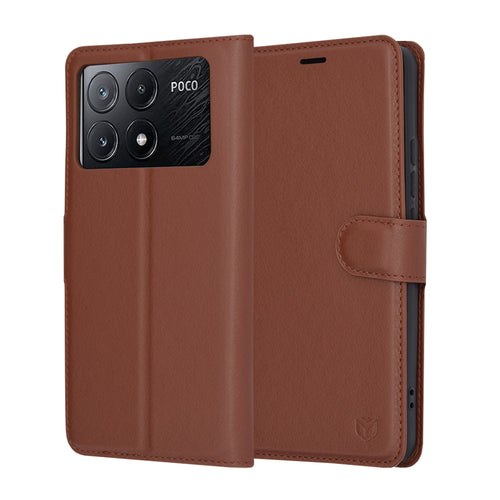 Husa pentru Xiaomi POCO X6 Pro, Techsuit Leather Folio, maro
