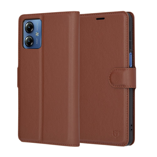 Husa pentru Motorola Moto G14, Techsuit Leather Folio, maro