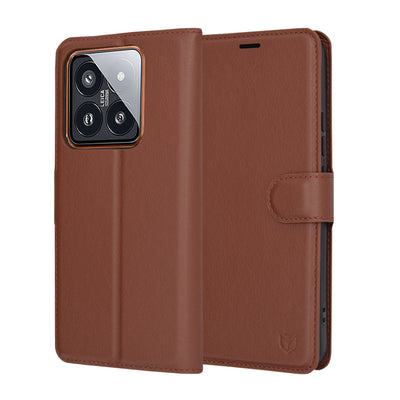 Husa pentru Xiaomi 14 Pro, Techsuit Leather Folio, maro