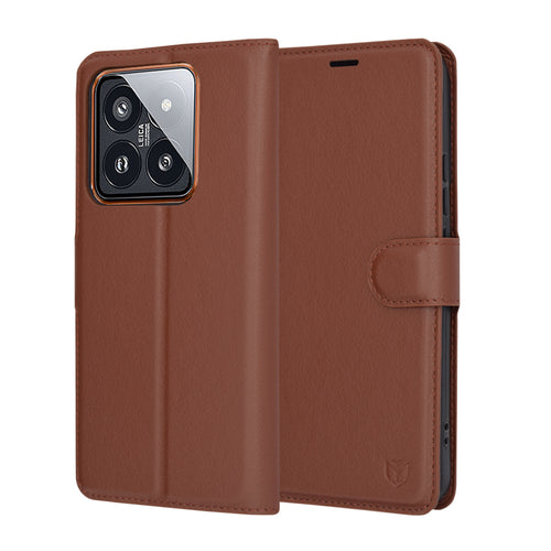 Husa pentru Xiaomi 14 Pro, Techsuit Leather Folio, maro