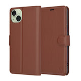 Husa pentru iPhone 15 Plus, Techsuit Leather Folio, maro