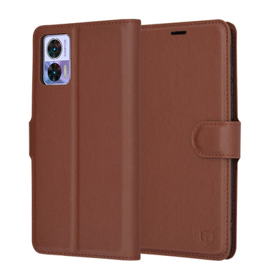 Husa pentru Motorola Edge 30 Neo, Techsuit Leather Folio, maro