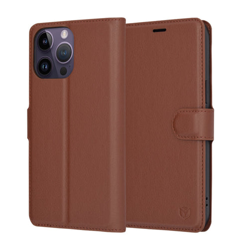 Husa pentru iPhone 14 Pro Max, Techsuit Leather Folio, maro