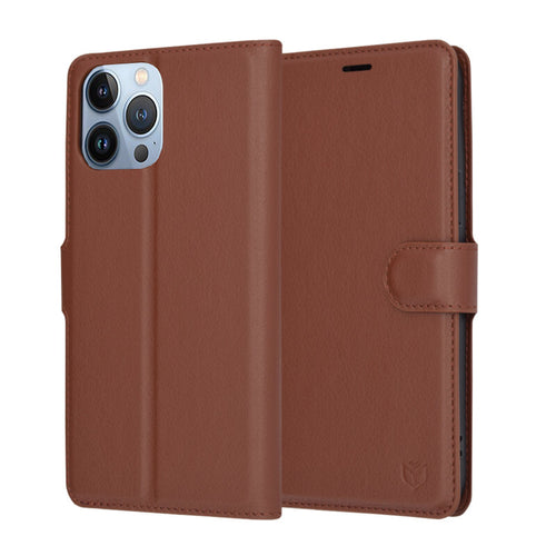 Husa pentru iPhone 13 Pro Max, Techsuit Leather Folio, maro