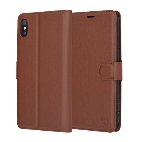 Husa pentru iPhone XS Max, Techsuit Leather Folio, maro