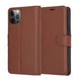 Husa pentru iPhone 12 Pro, Techsuit Leather Folio, maro