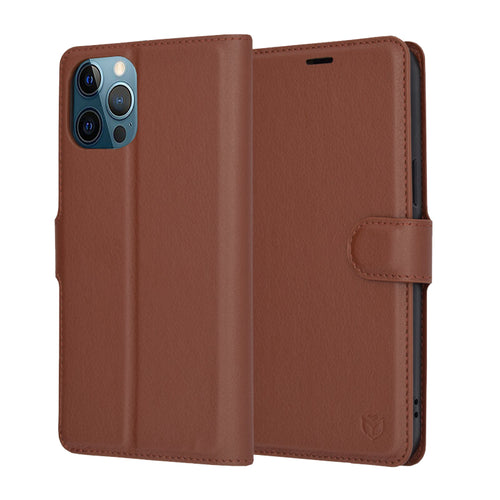 Husa pentru iPhone 12 Pro Max, Techsuit Leather Folio, maro