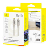 Cablu Baseus de date Titanium (P10378100G21-01), USB-C to Type-C, 100W, Incarcare rapida, 480Mbps, 2m, auriu