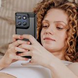 Husa pentru Motorola Edge 60 Pro, Techsuit Carbon Silicone, albastru