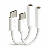 Adaptor Techsuit (2 pack) Adaptor Cablu Musicbox (AC18), Type-C to 3.5mm Jack, DAC Chip, 3A, Plug si Play, Alb