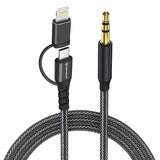 Adaptor, Techsuit Premium Cable 3in1 Echosnap Ac15 Lightning Type-C to 3 5mm Jack Hi Fi Quality 1m Koff A3d2de, Negru