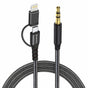 Adaptor, Techsuit Premium Cable 3in1 Echosnap Ac15 Lightning Type-C to 3 5mm Jack Hi Fi Quality 1m Koff A3d2de, Negru