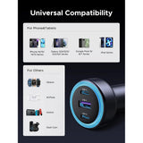 Incarcator auto UGREEN EC307 (45843), USB, 2x Type-C, 30W, Incarcare rapida, QC3.0, 22.5W, negru