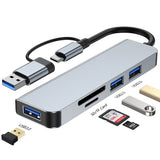 Hub USB Techsuit Docking station DataBridge 5 in 1 (H7), USB, Type-C to USB 3.0, 2x USB 2.0, SD/TF Card, gri