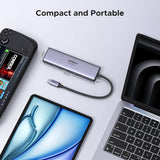 Hub USB UGREEN CM498 (15375), Type-C to 2x USB, 3x Type-C, HDMI, RJ45, SD/TF Card, 4K@60Hz, PD100W, 5Gbps, gri