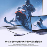 Hub USB UGREEN CM498 (15375), Type-C to 2x USB, 3x Type-C, HDMI, RJ45, SD/TF Card, 4K@60Hz, PD100W, 5Gbps, gri