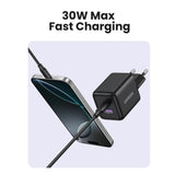Incarcator retea UGREEN X516 (65015), USB, Type-C, GaN Incarcare rapidar, 30W, QC3.0, alb
