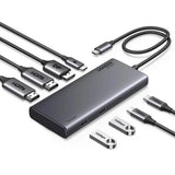 Hub USB UGREEN CM639 (35625), Type-C to 2x USB, 3x USB-C, 2x HDMI, 1x DisplayPort, 4K@30 Hz, PD100W, 10Gbps, negru