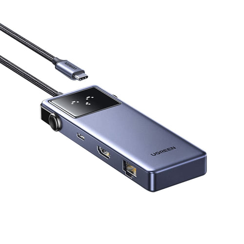 Hub USB UGREEN Docking station CM888 (45155), Type-C to 2x USB3.0, 1x USB2.0, 2x Type-C, 1x HDMI 4K, 1x RJ45 1000Mbps, PD100W, gri