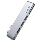 Hub USB UGREEN CM380 (80856), pentru MacBook, 2x USB-C to 2x USB, SD/TF, HDMI 4K, PD100W, Incarcare rapida, 40Gbps, gri