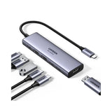 Hub USB UGREEN Docking station CM511 (35999), Type-C to 2x USB3.2, 1x HDMI 4K@60Hz, 3x Type-C, PD100W, 10Gbps, gri