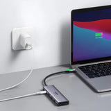 Hub USB UGREEN Docking station CM511 (60384), Type-C to Type-C, 2x USB, HDMI 4K, carduri SD/TF, gri