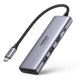 Hub USB UGREEN Docking station CM511 (60384), Type-C to Type-C, 2x USB, HDMI 4K, carduri SD/TF, gri