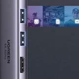 Hub USB UGREEN Docking station CM511 (60384), Type-C to Type-C, 2x USB, HDMI 4K, carduri SD/TF, gri