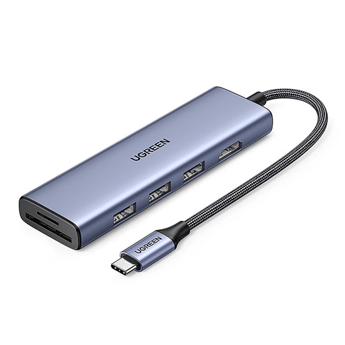 Hub USB UGREEN Docking station CM511 (20956A), Type-C to 3x USB3.0, HDMI 4K, 5Gbps, Card reader SD/TF, 104MB/s, gri