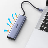 Hub USB UGREEN Docking station CM511 (20956A), Type-C to 3x USB3.0, HDMI 4K, 5Gbps, Card reader SD/TF, 104MB/s, gri
