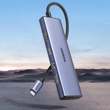 Hub USB UGREEN Docking station CM511 (20956A), Type-C to 3x USB3.0, HDMI 4K, 5Gbps, Card reader SD/TF, 104MB/s, gri