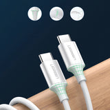 Cablu UGREEN de date US264 (60518), Incarcare rapida, USB-C to USB-C, 3A, 60W, 1m, alb