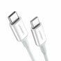 Cablu UGREEN de date US264 (60518), Incarcare rapida, USB-C to USB-C, 3A, 60W, 1m, alb