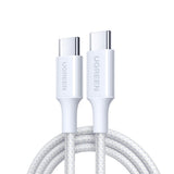 Cablu UGREEN de date L501 (35218), USB-C to USB-C, 3A, 60W, 1m, Nylon, alb