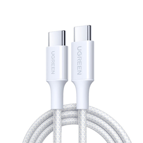 Cablu UGREEN de date L501 (35218), USB-C to USB-C, 3A, 60W, 1m, Nylon, alb