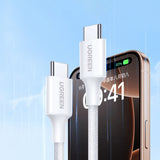 Cablu UGREEN de date L501 (35218), USB-C to USB-C, 3A, 60W, 1m, Nylon, alb