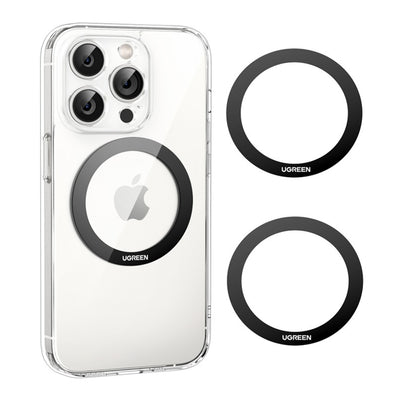 Adaptor UGREEN (2 pack) Inel Metalic Magnetic LP428 (25766), Universal Phone Ring pentru Samsung, iPhone, Negru